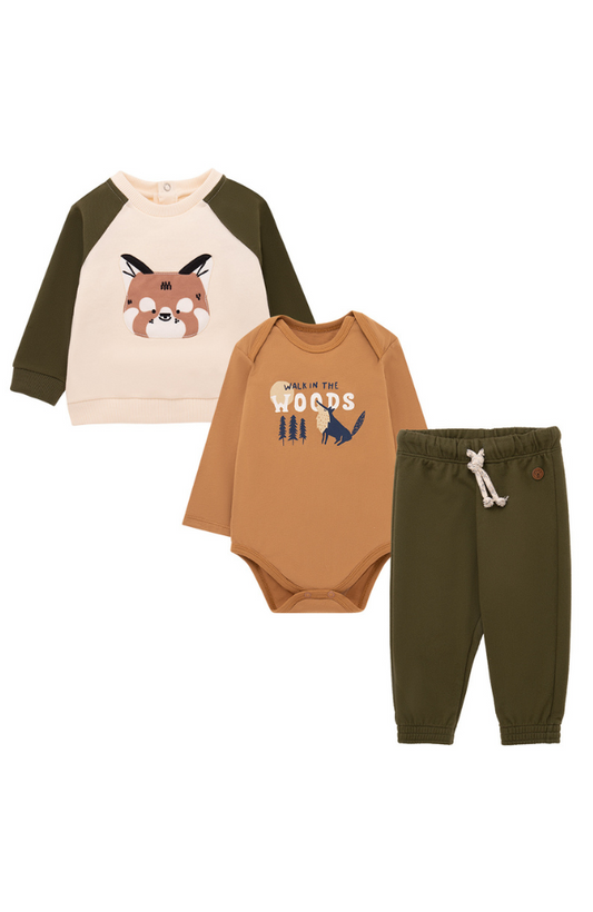 Fox Sweatshirt, Animal Bodysuit & Sweatpants