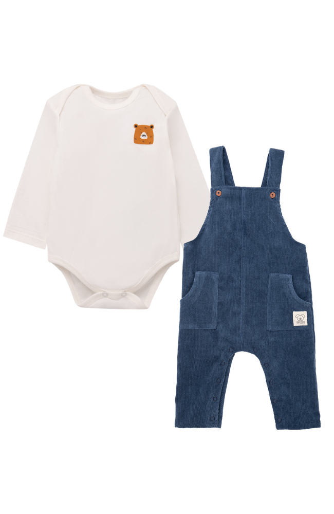 Bear Bodysuit & Ocean Blue Overall