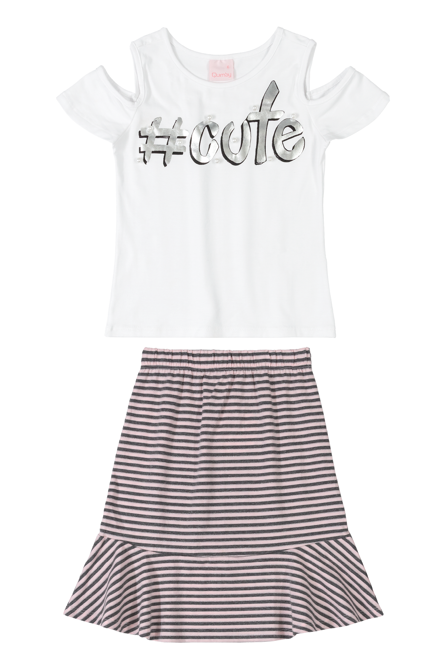 Cute Top & Stripe Skirt