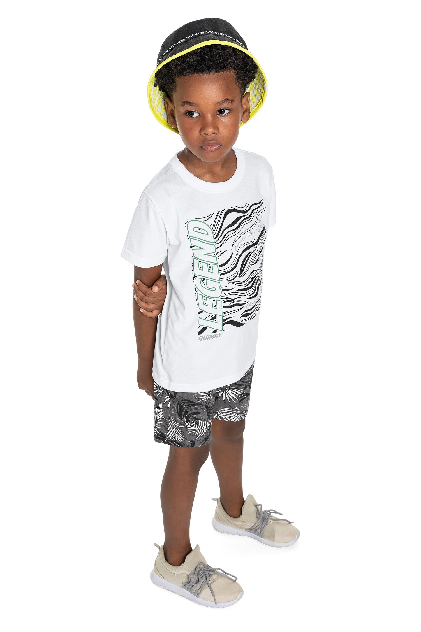 Legend T-Shirt & Leafy Shorts in Grey