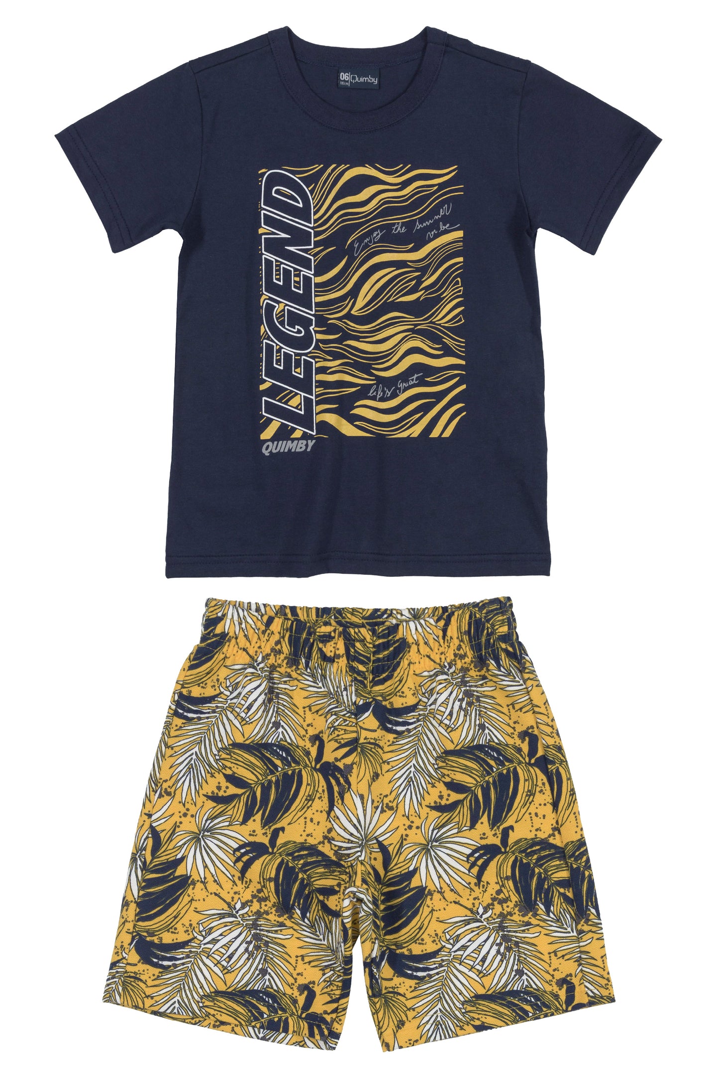 Legend T-Shirt & Leafy Shorts in Yellow