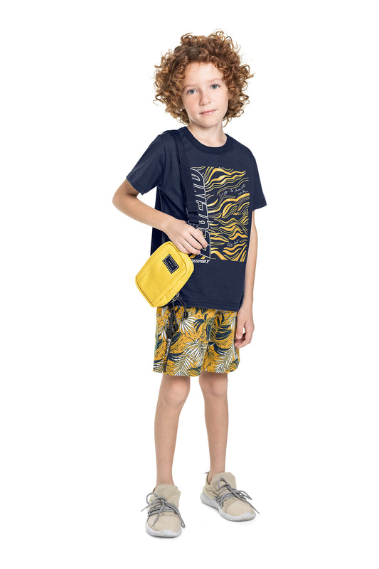 Legend T-Shirt & Leafy Shorts in Yellow