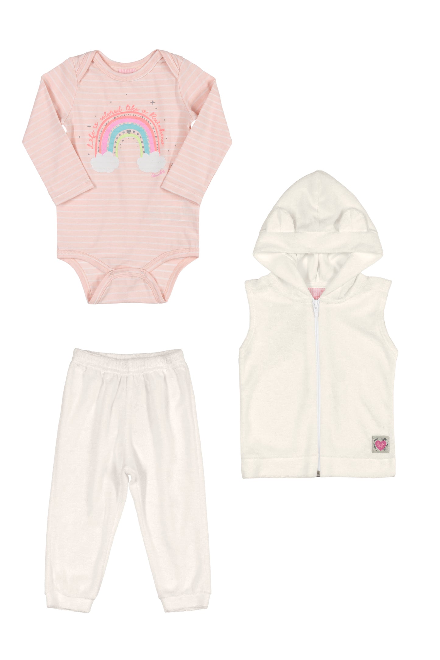 Plush Bear Vest, Rainbow Bodysuit & Joggers