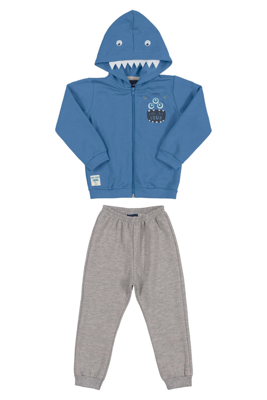 Shark Teeth Hooded Jacket & Joggers in Grey