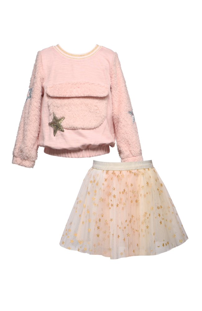 Sherpa Sweatshirt & Star Tutu Skirt