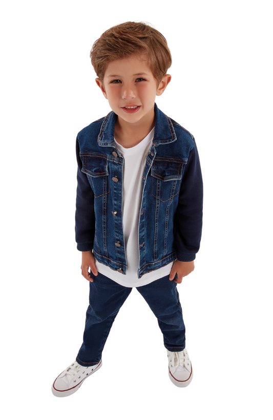 Black Sleeve Denim Jacket & Trousers