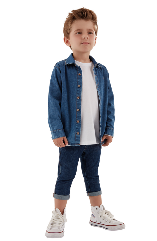 Dark Denim Shirt & Denim Trousers