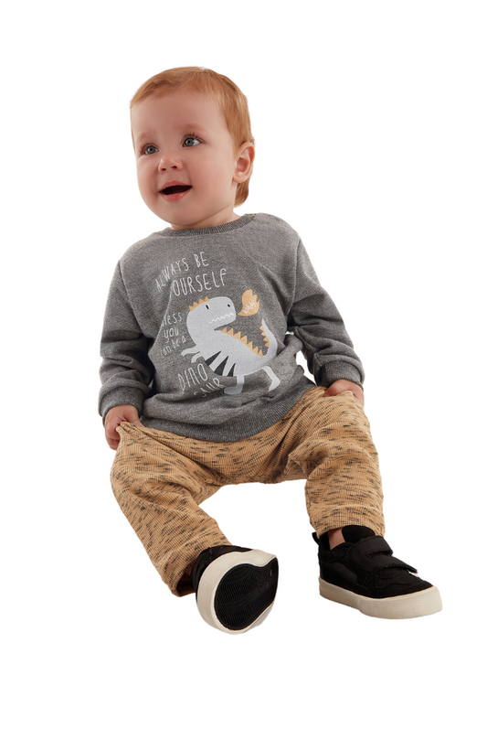 Dinosaur Sweatshirt & Ribbed Pants