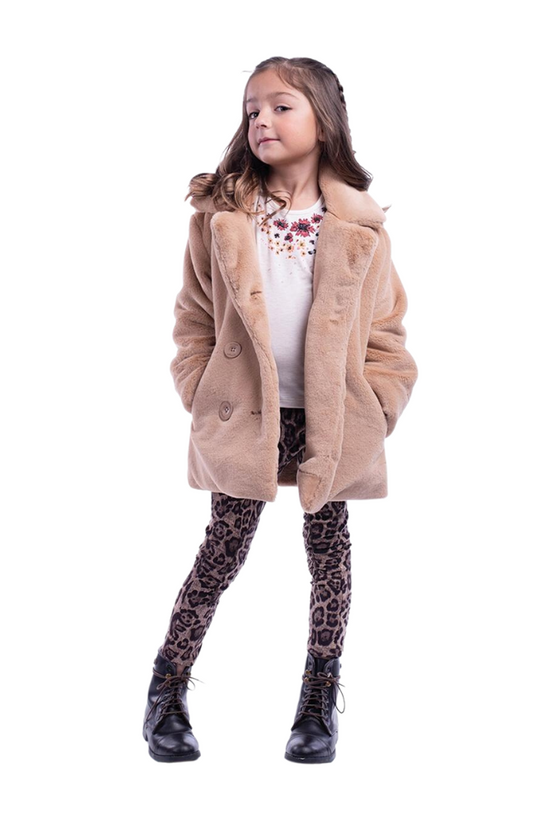 Elinor Faux Fur Coat in Caramel