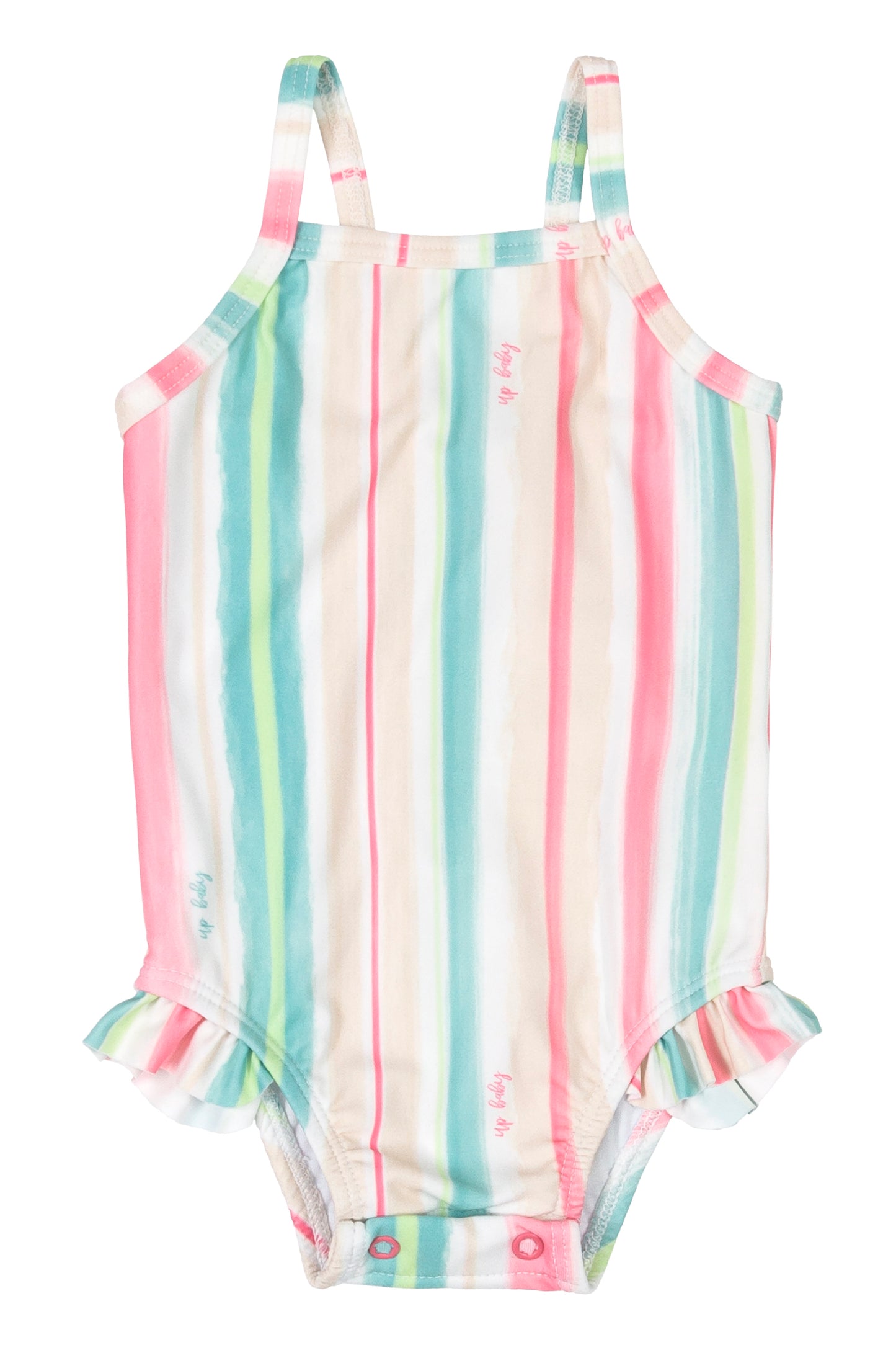 Pastel Stripe Swimsuit & Drawstring Cover Up