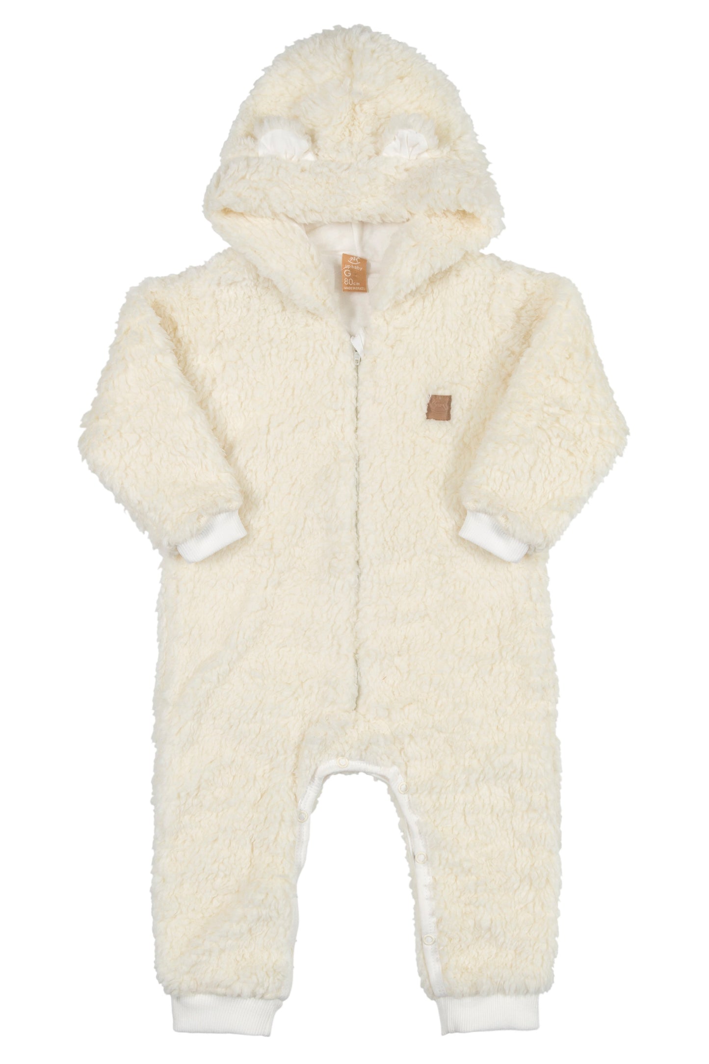 Faux Fur Jumpsuit in Beige