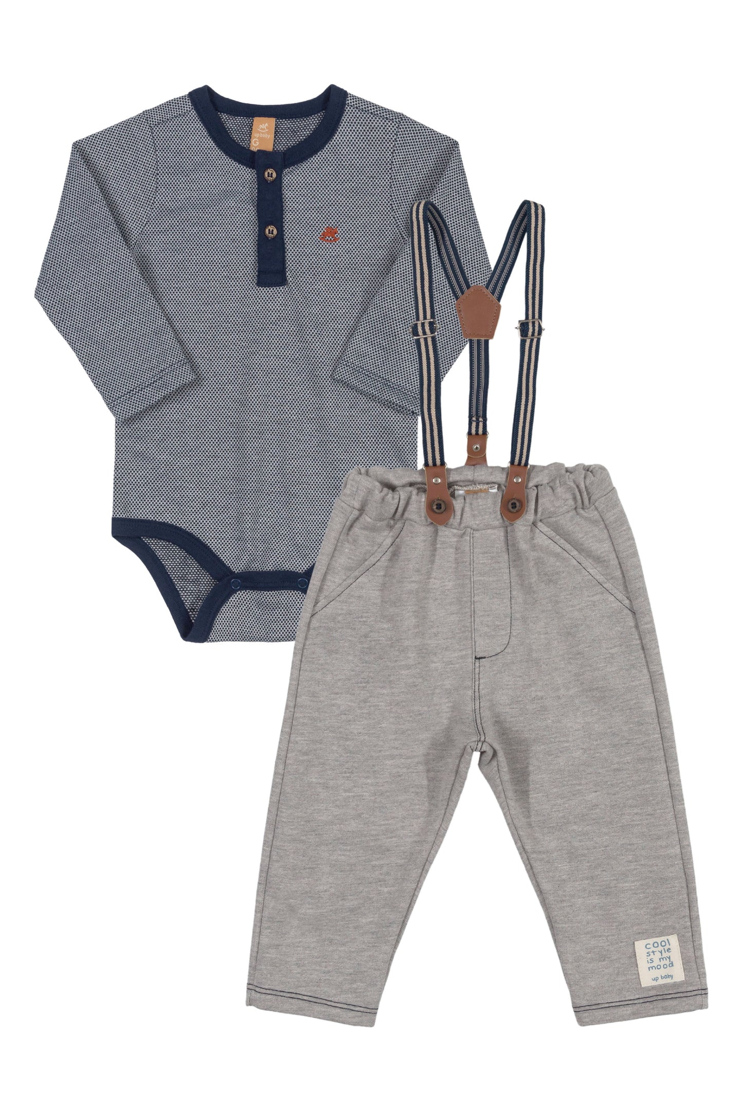 Piquet Bodysuit & Grey Pants