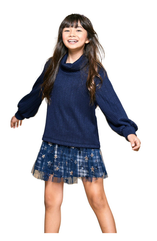 Cowl Neck Sweater & Sequin Star Skirt