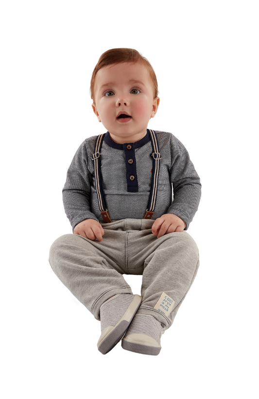 Piquet Bodysuit & Grey Pants