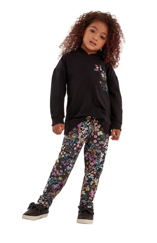 Embroidered Sweatshirt & Floral Leggings