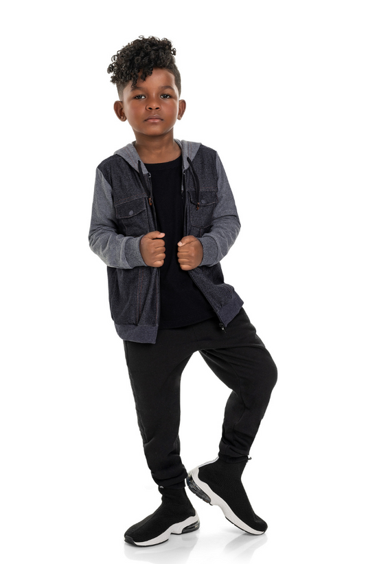 Black Denim Hooded Jacket