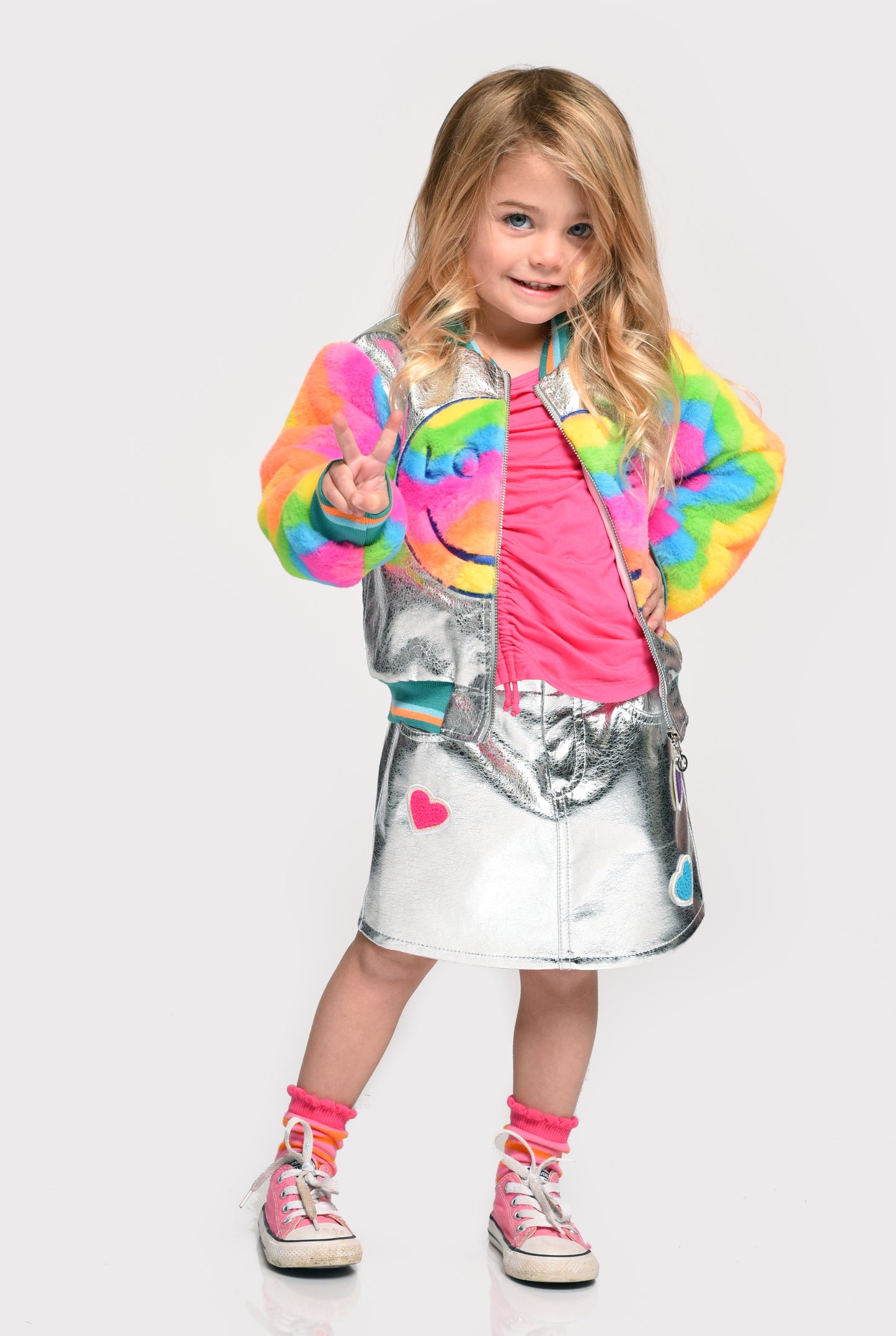 Rainbow Faux Fur Jacket
