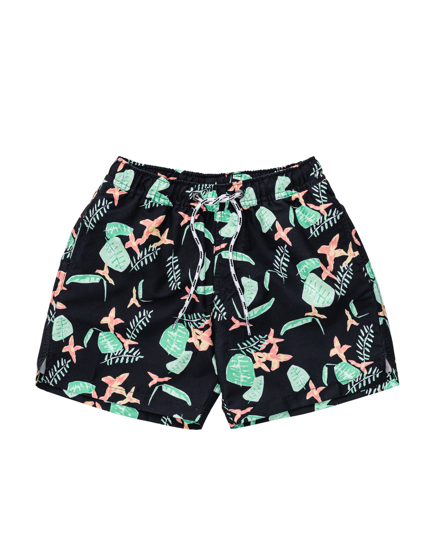 Neon Rainforest Board Shorts & Black Surf Rash Top (Sustainable)