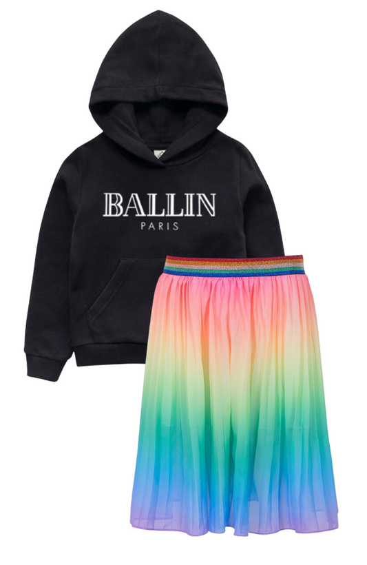 Ballin Hoodie & Sherbet Pleated Skirt