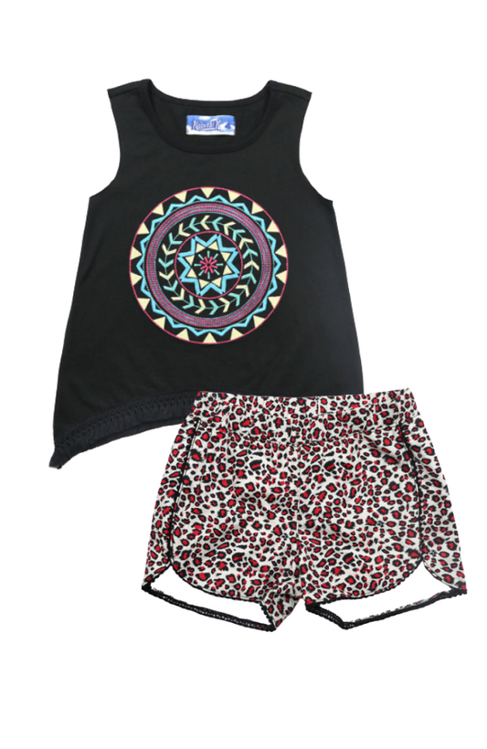 Embroidered Tank & Leopard Shorts