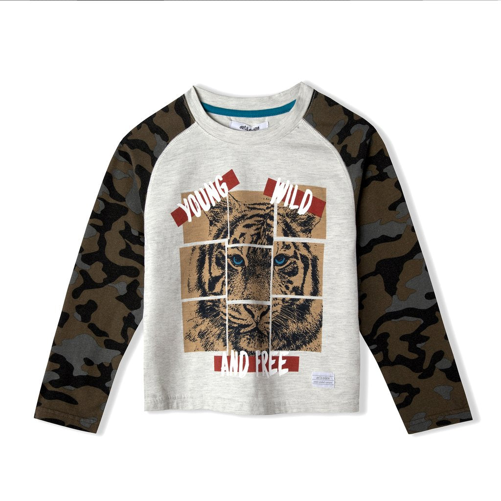 Mini Roar Raglan Tee in Army & Mini Grand Jogger