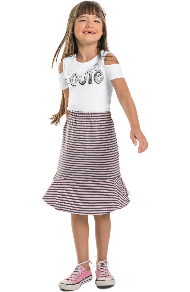 Cute Top & Stripe Skirt