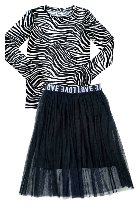 Zebra Mesh Top & Love Mesh Skirt